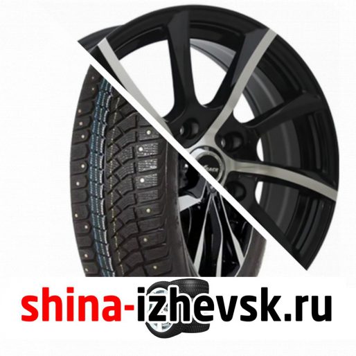 Колесо в сборе Viatti Brina Nordico (V-522) 195/65 R15 T 91 + X-Race AF14 6xR15 4×100 ET46 DIA54.1 Глянцевый черный с полированной лицевой частью в Ижевске